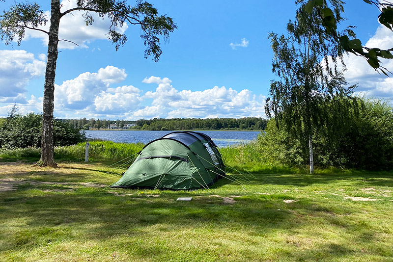 Camping pitch with tent